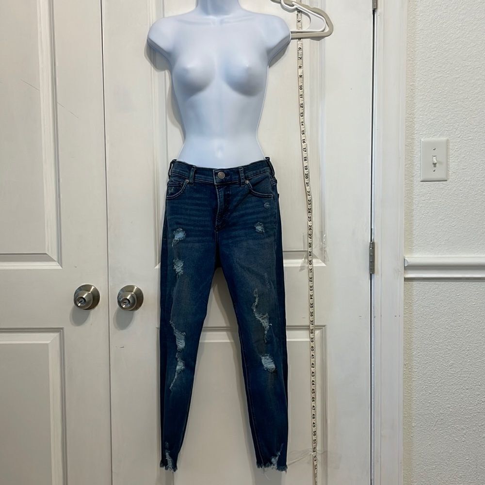 Excellent Express Jeans fringe and distressed cute high rise ankle petite 2 - Picture 2 of 9